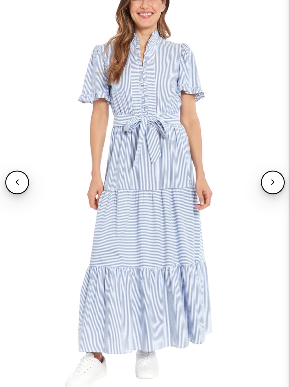 NWT Mackenzie Cotton Ruffle Sleeve Maxi in Twill Stripe